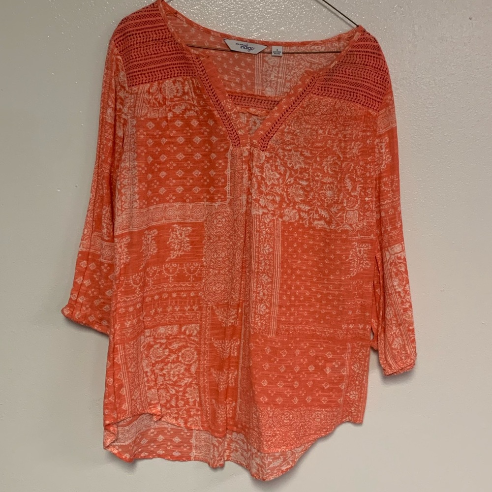 Coral and white blouse